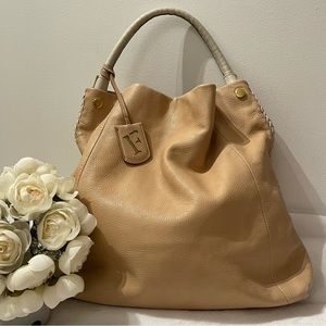 Furla Beige Leather Tote with Cream Handle